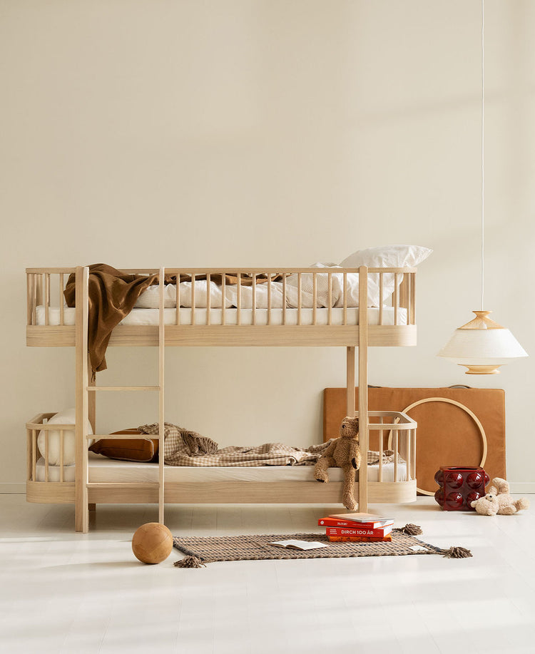 Wood Low Bunk Bed, Oak