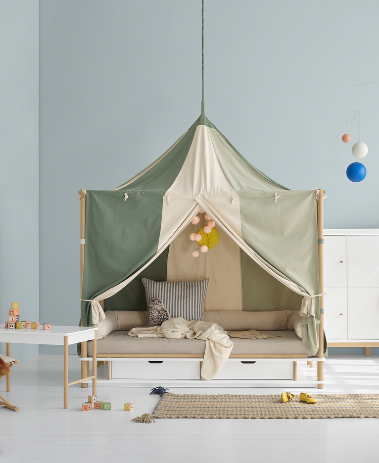 Camp Bed Canopy Circus, Green/undyed