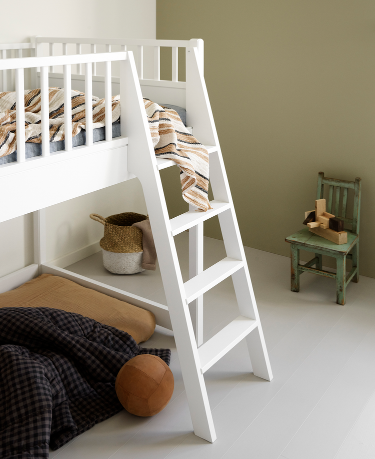 Letto a soppalco basso Seaside Classic, bianco