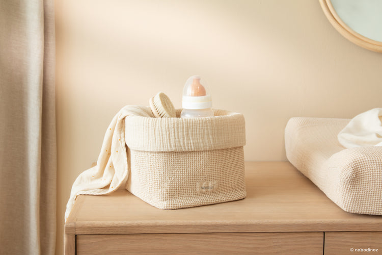 Copy of Basket in washed cotton Wabi-Sabi, ginger