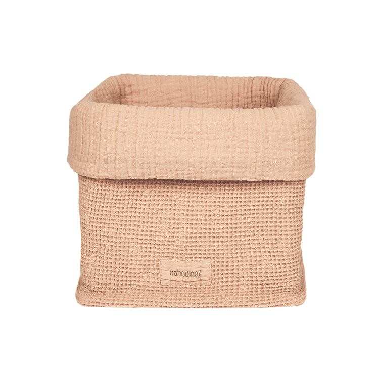 Basket in washed cotton Wabi-Sabi, powder pink