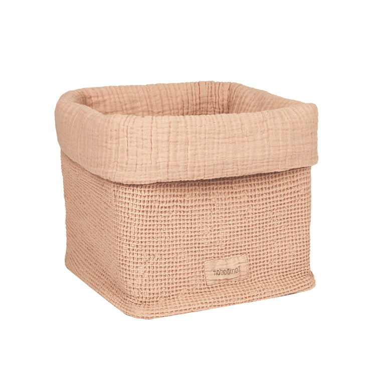 Basket in washed cotton Wabi-Sabi, powder pink