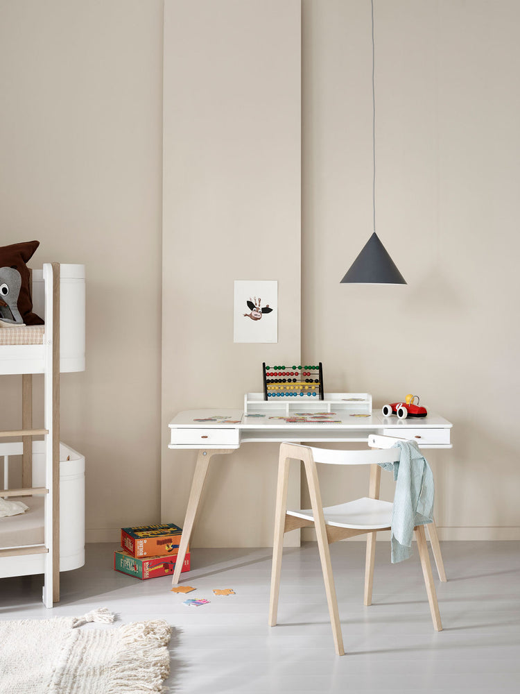 Wood Desk 66 cm and Chair, White/oak