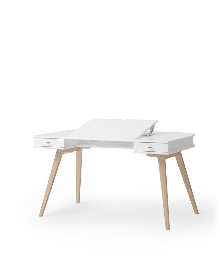 Wood Desk 66 cm, White/oak