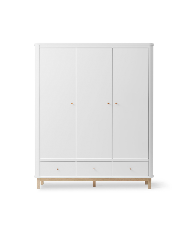 Wood Wardrobe 3 doors, White/oak