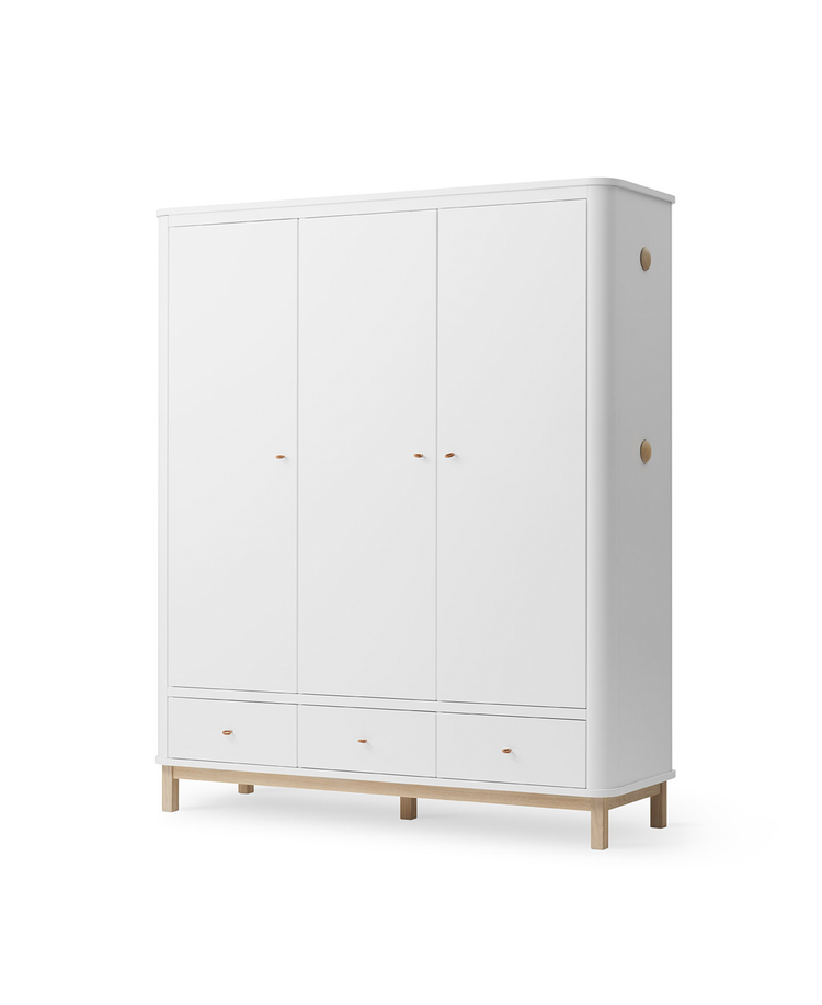 Wood Wardrobe 3 doors, White/oak