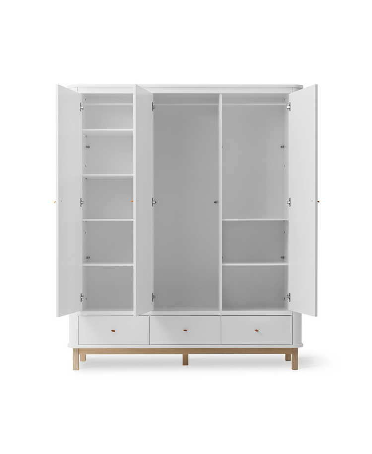 Wood Wardrobe 3 doors, White/oak