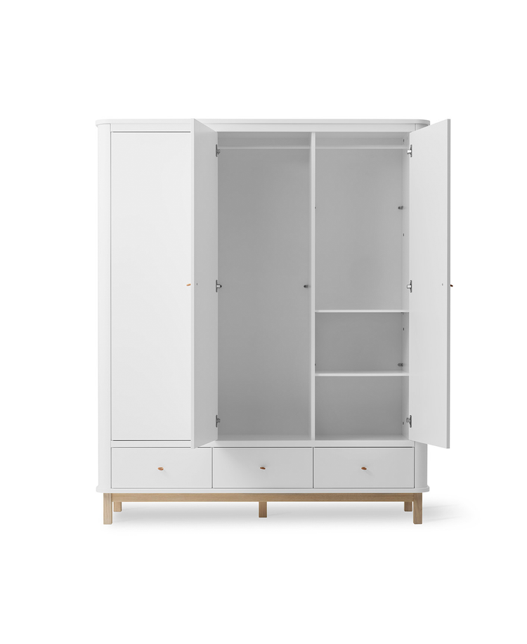 Wood Wardrobe 3 doors, White/oak