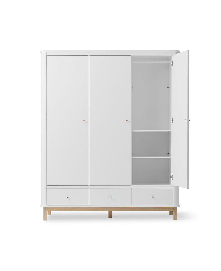 Wood Wardrobe 3 doors, White/oak