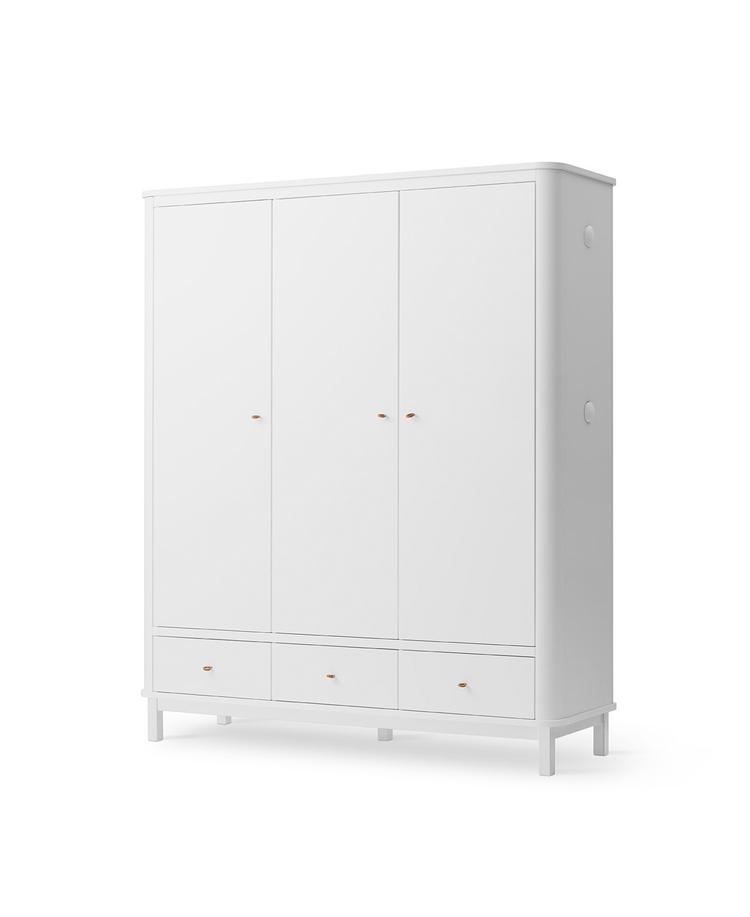 Wood Wardrobe 3 doors, White