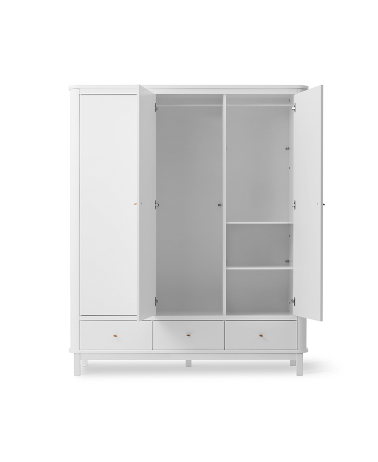 Wood Wardrobe 3 doors, White