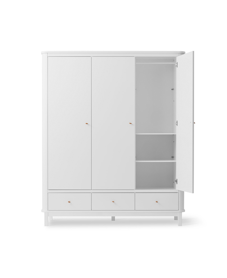 Wood Wardrobe 3 doors, White