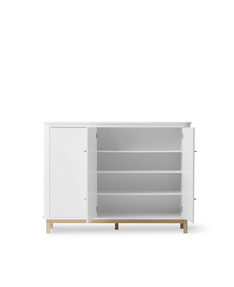 Credenza Wood, Bianco/rovere