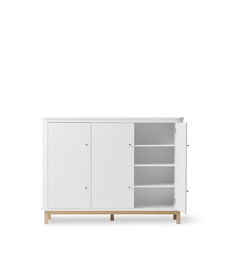 Wood Multi Cupboard 3 doors, White/oak