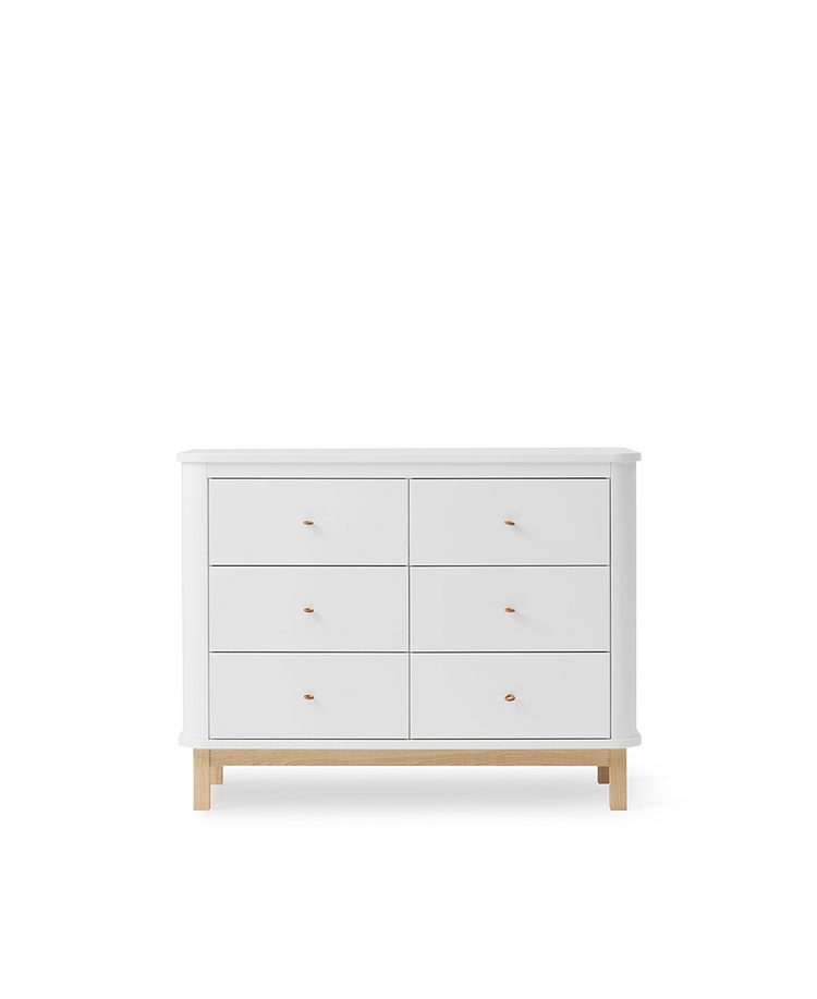 Wood Dresser 6 drawers, White/oak