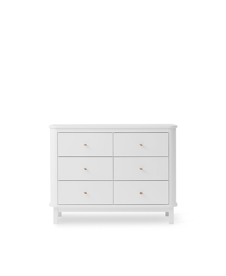 Wood Dresser 6 drawers, White