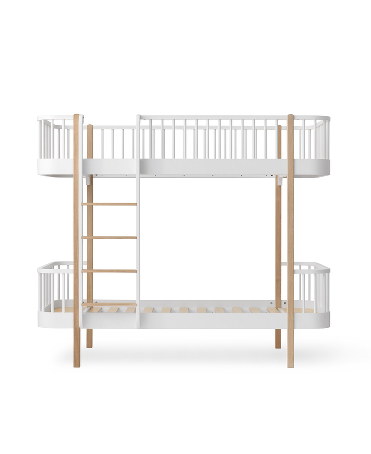 Wood Original Bunk bed with Front Ladder 90x200cm, White/oak