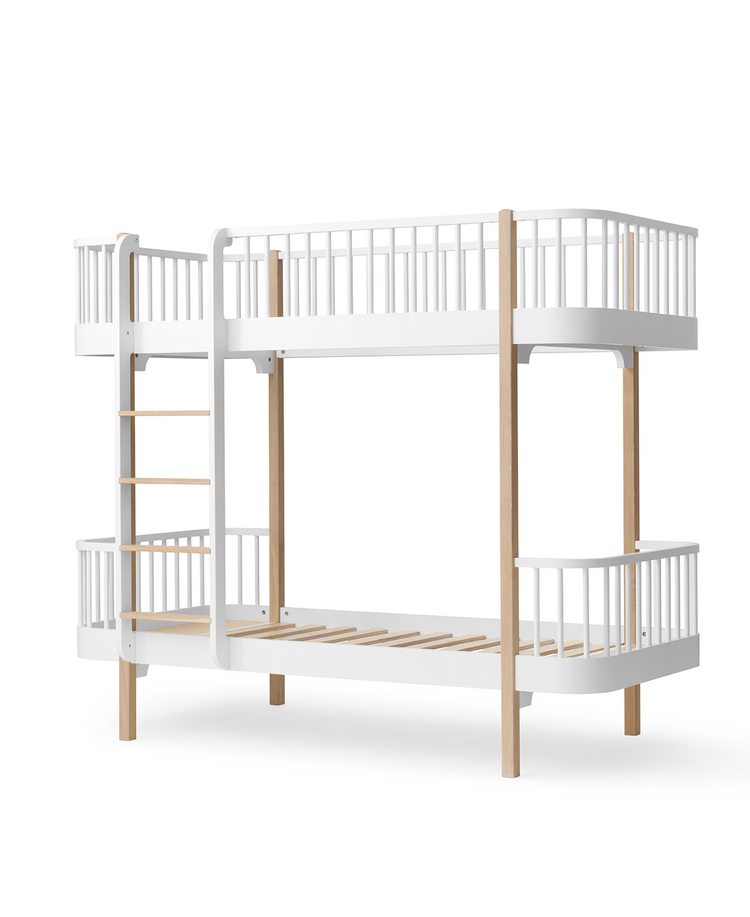 Wood Original Bunk bed with Front Ladder 90x200cm, White/oak