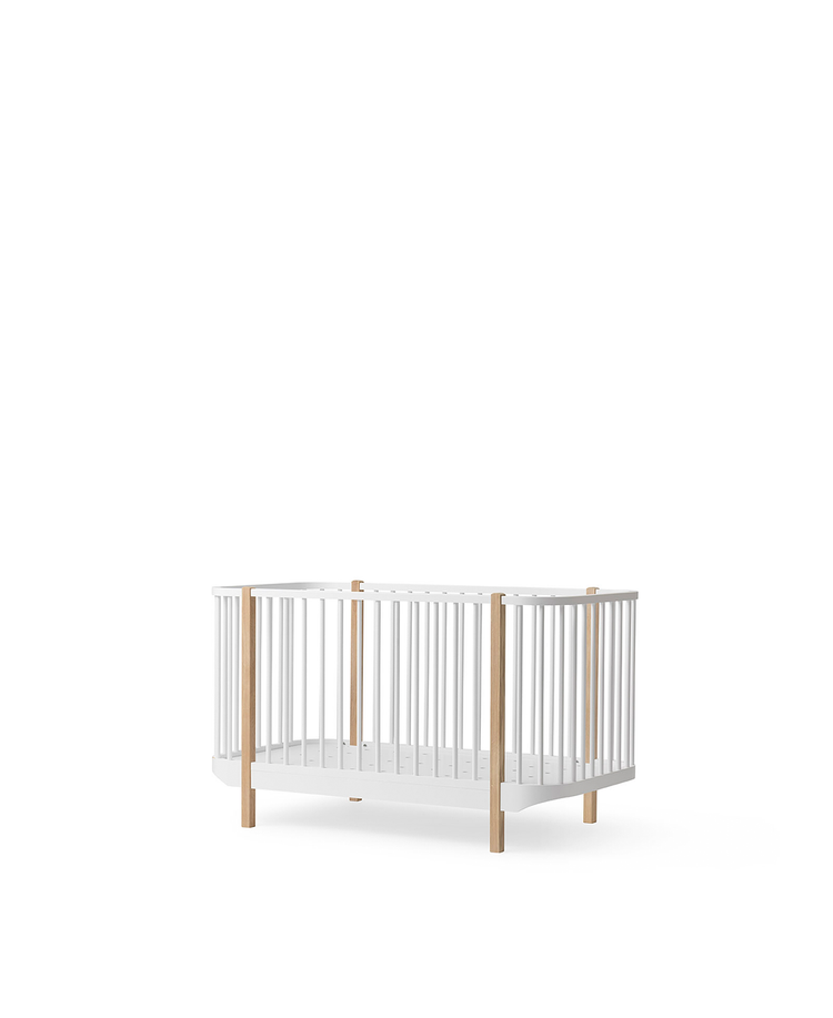 Wood Cot 70x140 cm, White/Oak