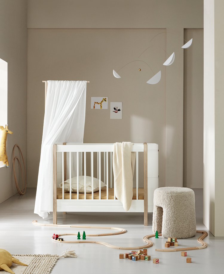 Wood Mini+ Cot, 0-3 years, White/Oak