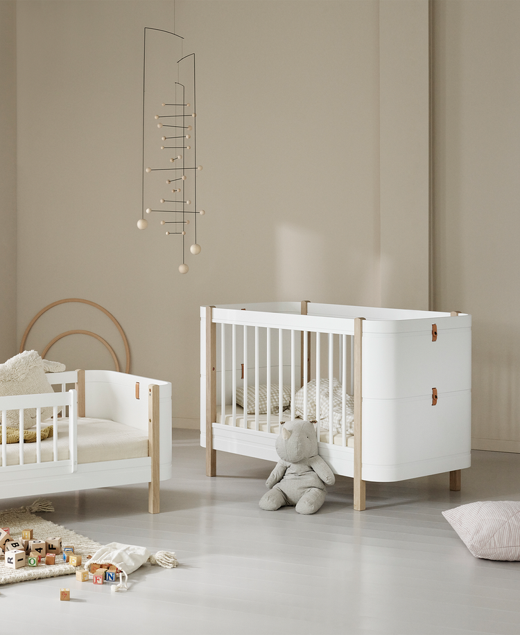 Lettino evolutivo Wood Mini+ senza kit, 0-3 anni, Bianco/Rovere