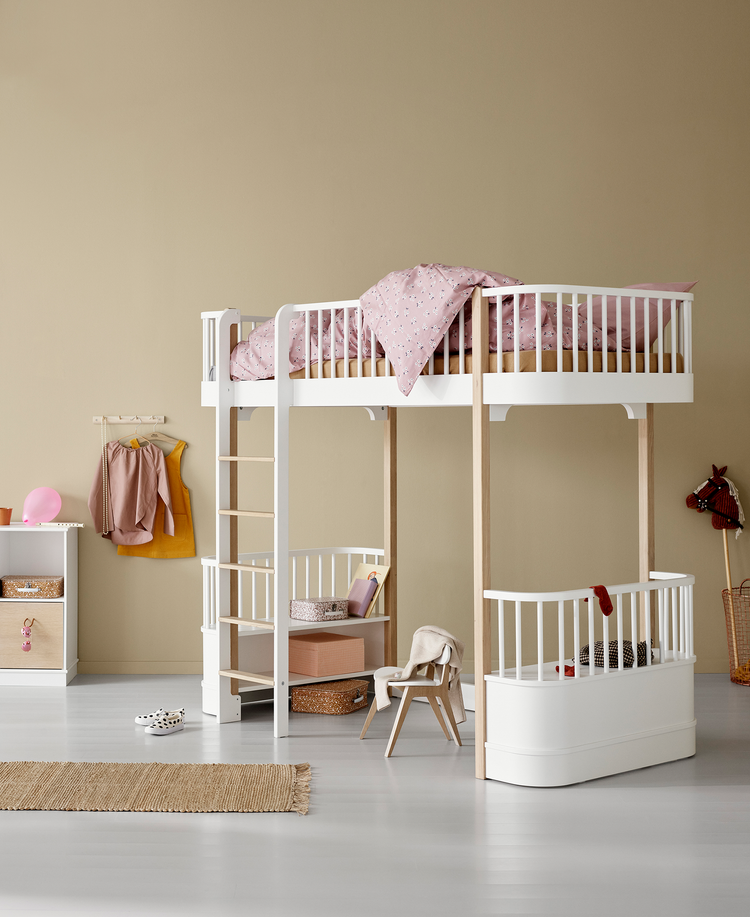 Wood Original Loft Bed 90x200 cm, White/oak