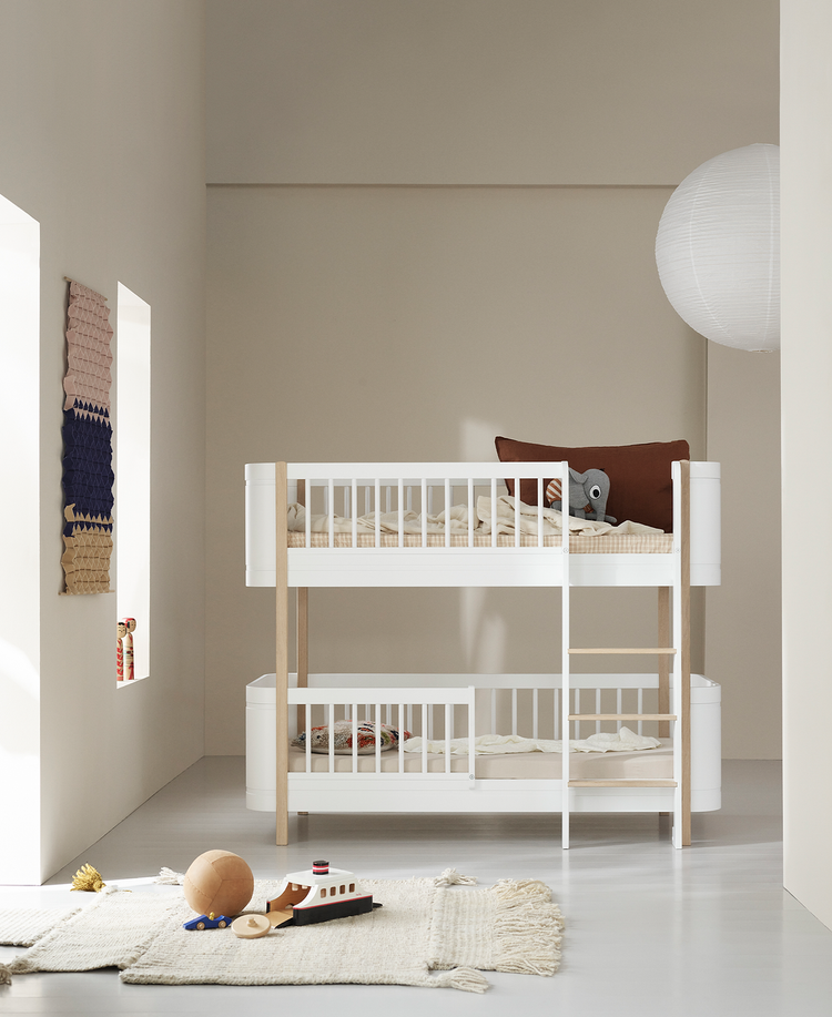 Wood Mini+ Low Bunk Bed, White/oak