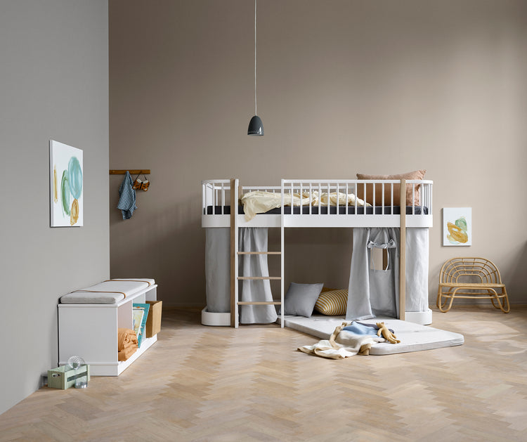 Letto a soppalco basso Wood Original 90x200 cm, Bianco