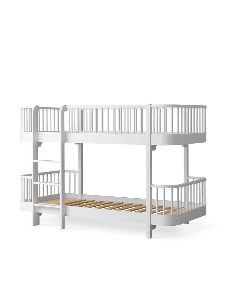 Wood Low Bunk Bed, White