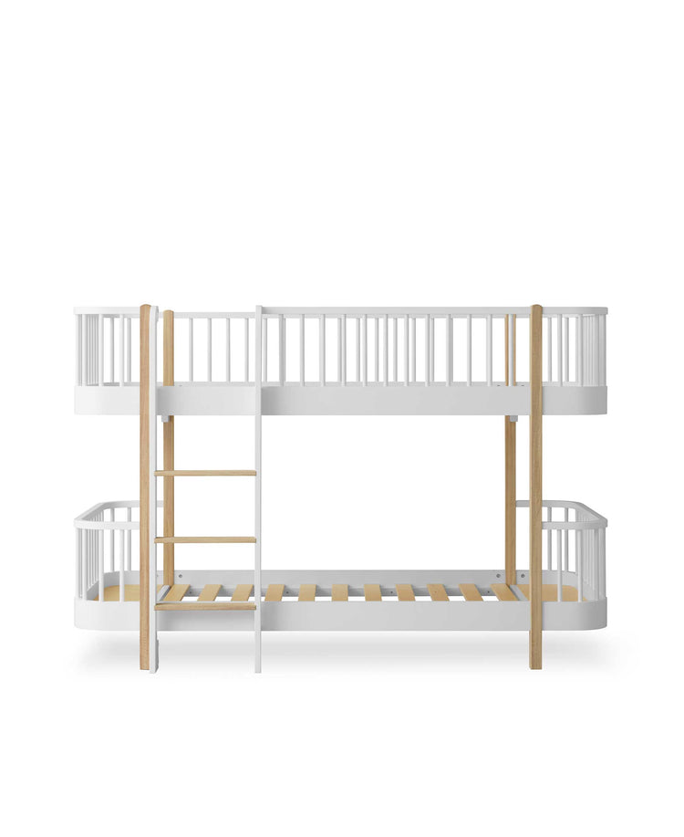 Wood Low Bunk Bed, White/Oak