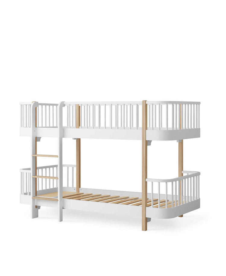 Wood Low Bunk Bed, White/Oak