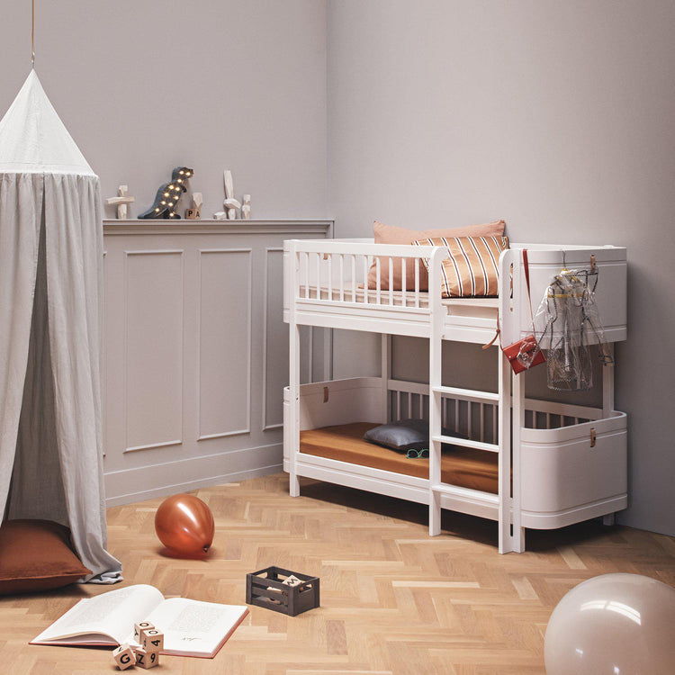 Wood Mini+ Low Bunk Bed, White