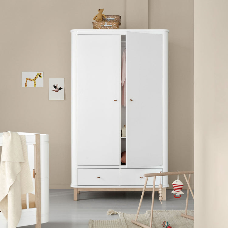 Wood Wardrobe 2 doors, White/oak