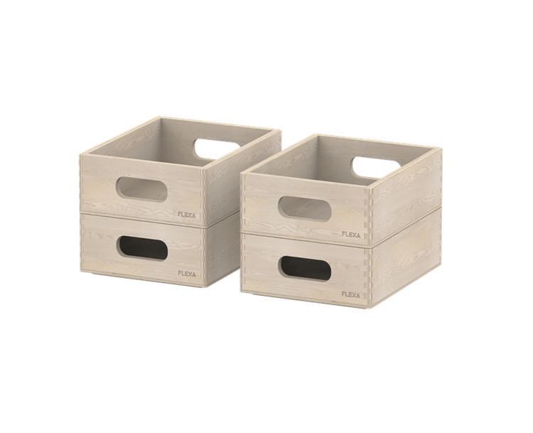 Play Wooden Storage box set - mini, Warm Grey/Natural Wood